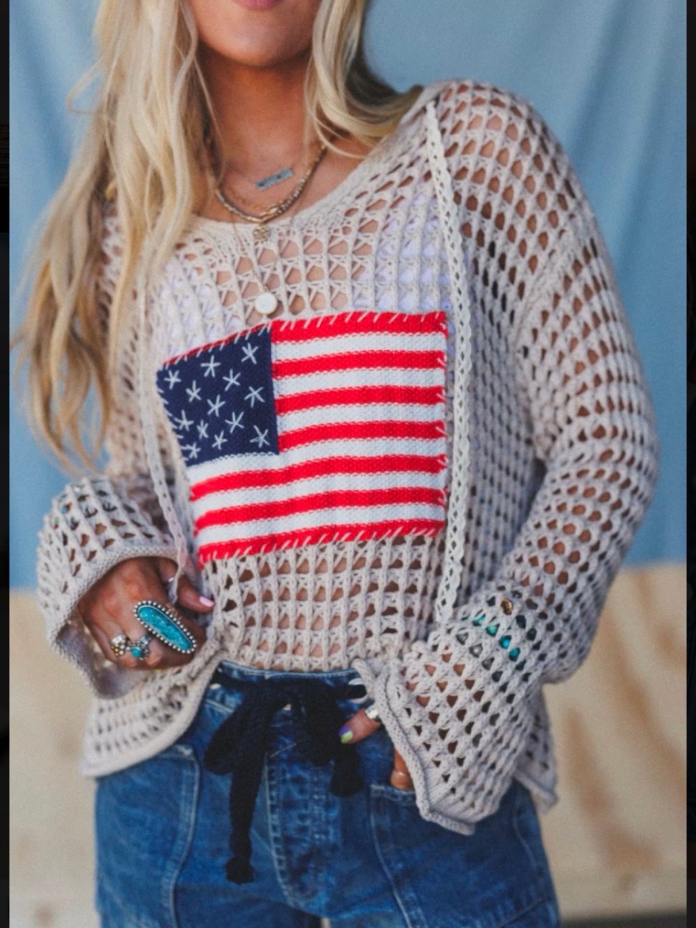 POL American Flag Hoodie Sweater -NWT